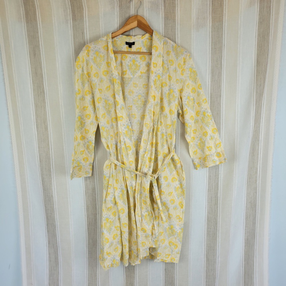 Talbots 100% Cotton Robe Pajamas Dress Set Pastel Yellow Size Large Matching - Picture 8 of 14